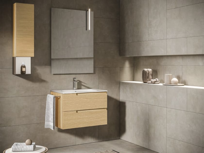 Подвесной умывальник с ящиками, навесным шкафом и зеркалом BMT Everyday ARCH-00103273