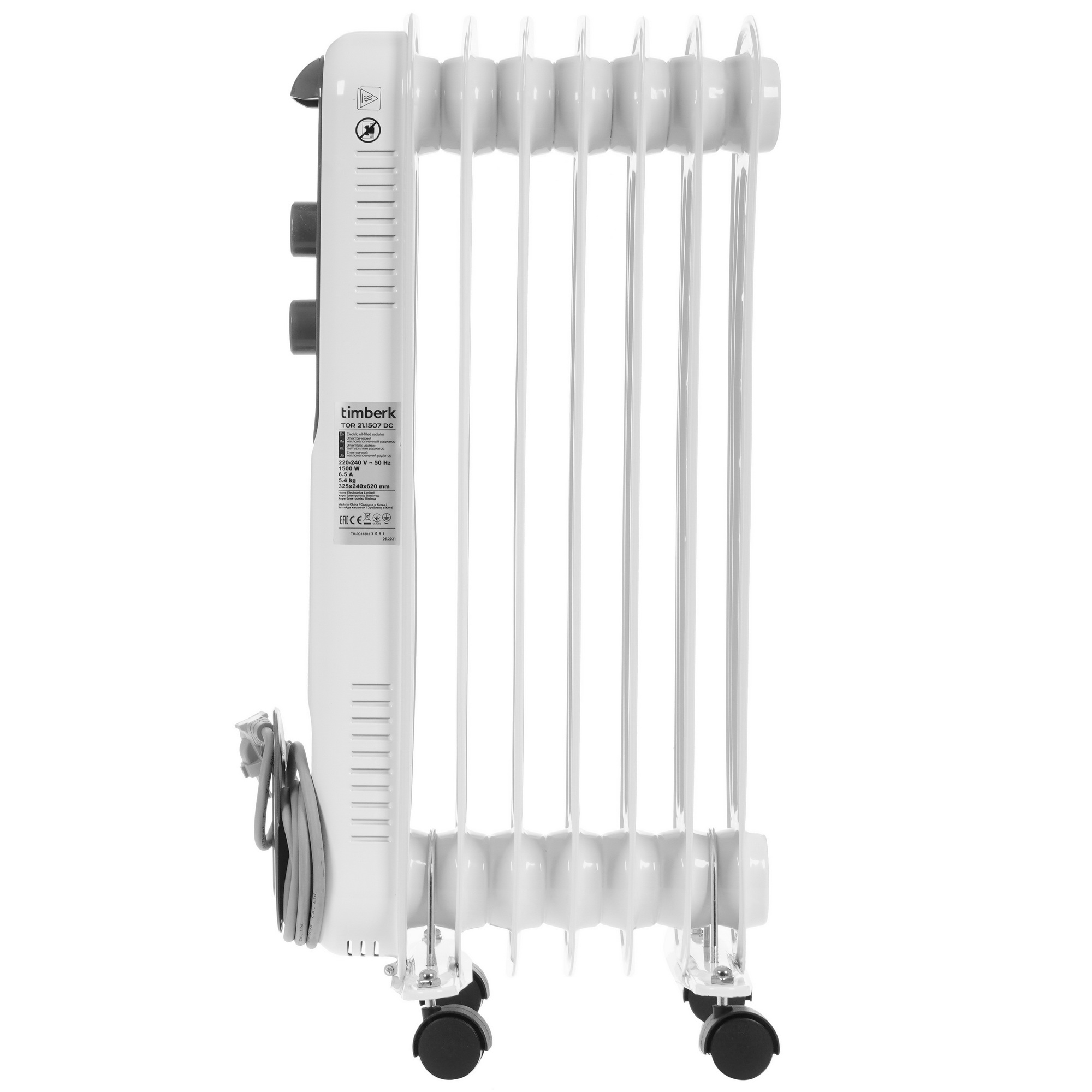 5334494 Масляный обогреватель Timberk TOR 21.1507 DC белый STDN-0071970 - Вид №2