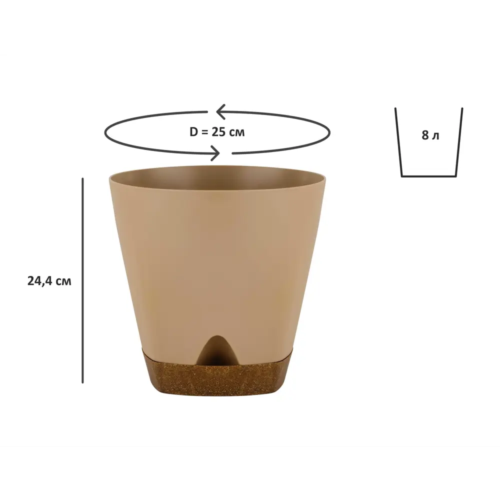 Горшок для цветов INGREEN Wood 8 л коричневый круглый 89416391 STLM-1577882 - Вид №3