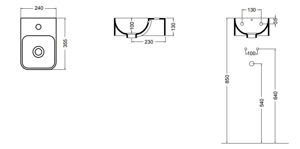 Керамическая квадратная столешница для мытья рук Axa Prisma Sink Bowl Normal ARCH-00149792 - Вид №1