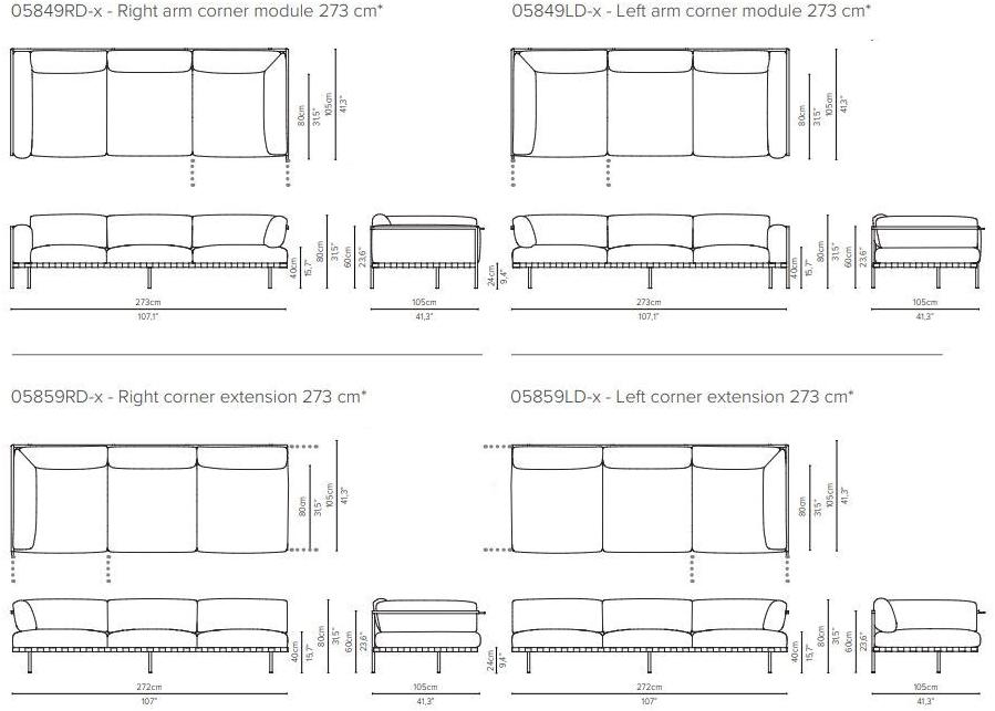 TRIBÙ Угловой диван из ткани с шезлонгом Natal alu sofa sun-id-1400871 - Вид №19