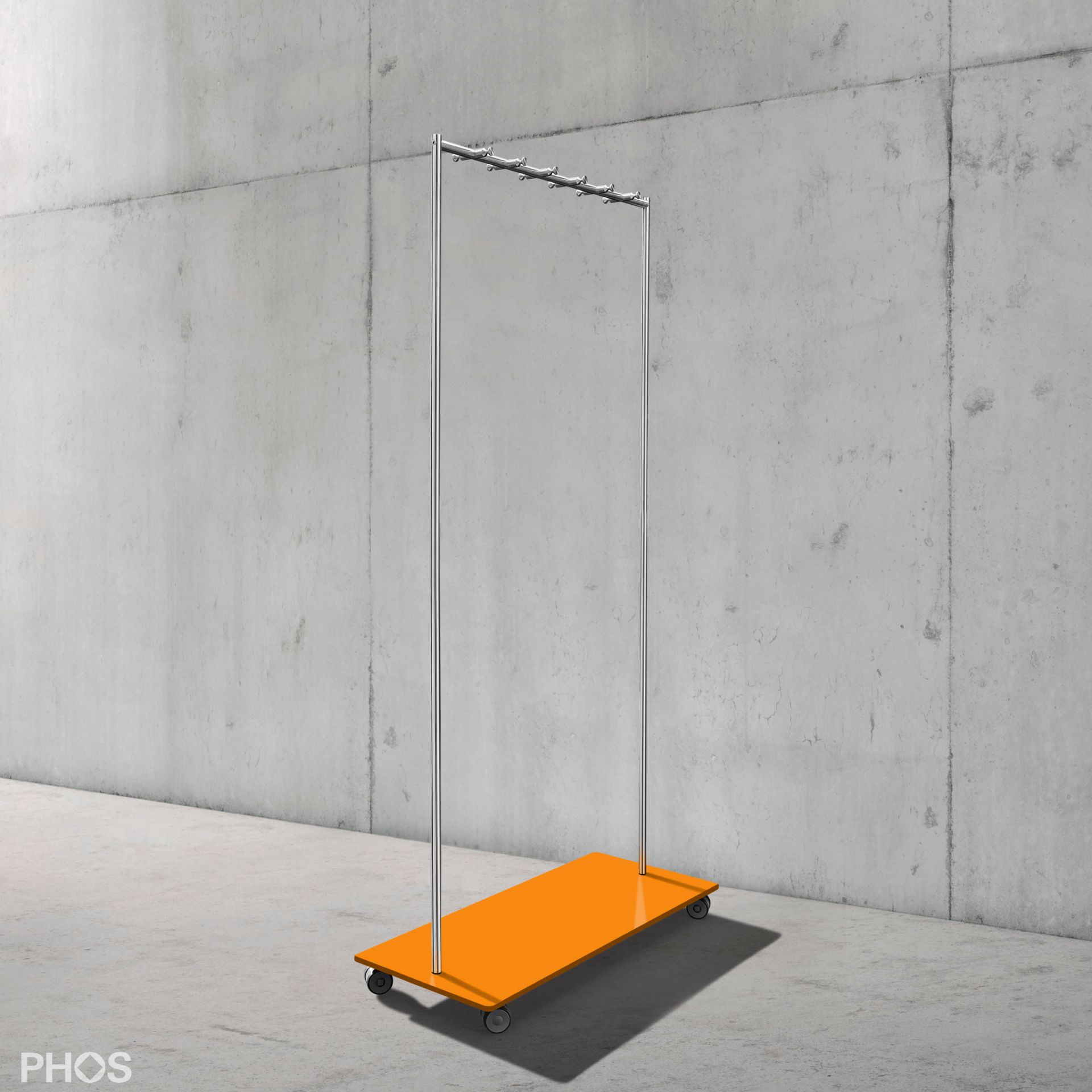 GW2-BPO Гардеробная тележка Twin Pur с 12 крючками для одежды, основание: оранжевое. PHOS 