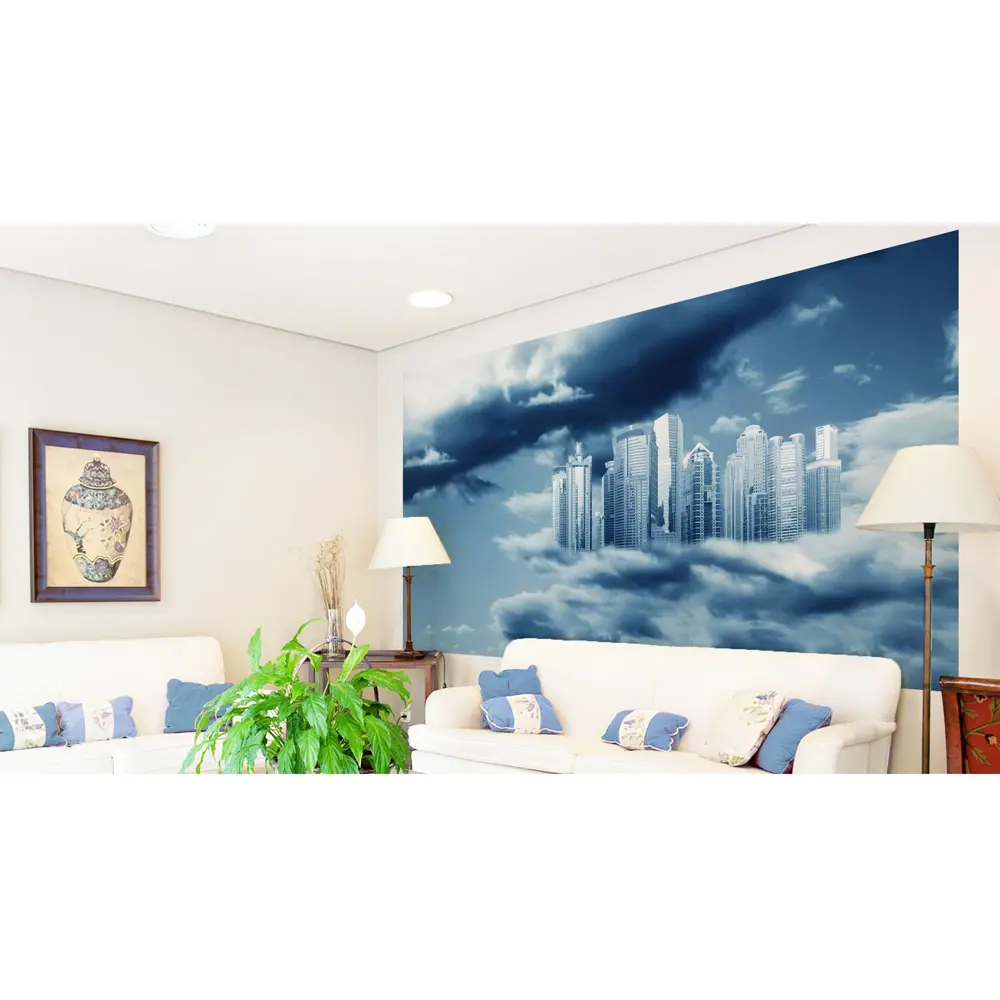 Фотообои флизелиновые Город в облакаx 370x200 см 18059561 STLM-2033628 МОСКОВСКАЯ ОБОЙНАЯ ФАБРИКА Malex factory - Вид №1