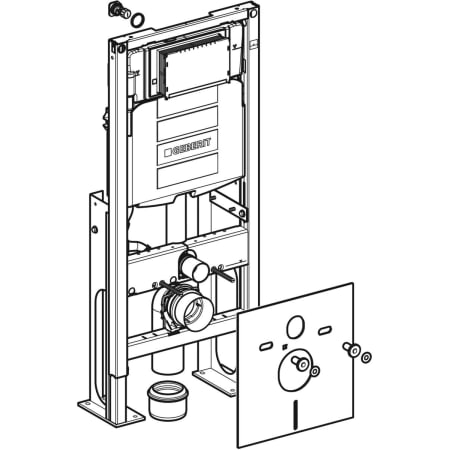 GEBERIT 111.380.00.5 Инсталляция Geberit Duofix для подвесного унитаза, 112 см, со смывным бачком скрытого монтажа Sigma 12 см, отдельно стоящий, усиленный  - Вид №1