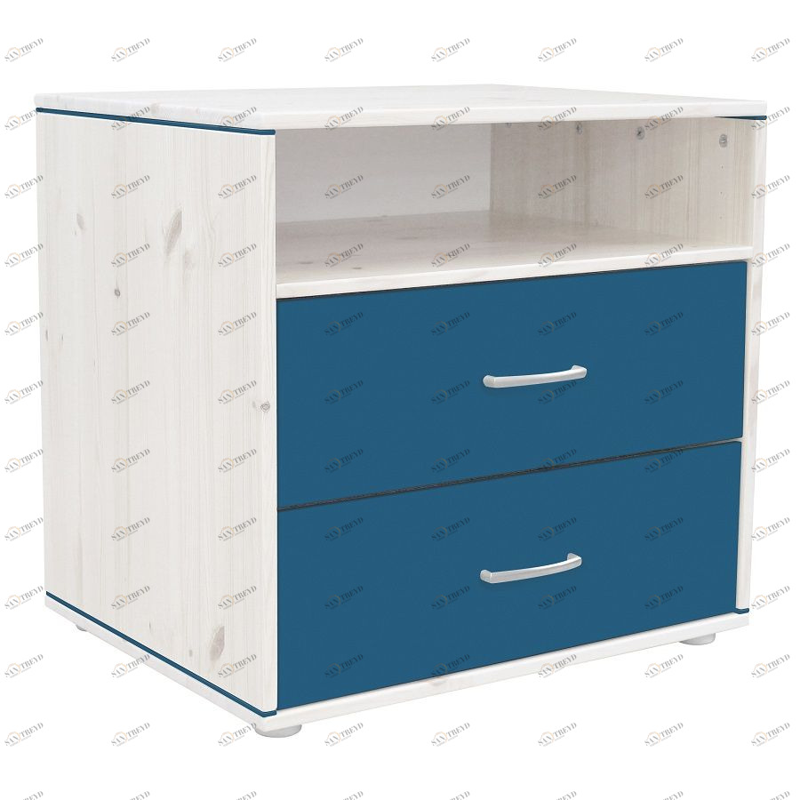 Комод Flexa Classiс storage с 2 выдвижными ящиками и 1 полкой, белый/искусственно состаренный/голубо 812431446