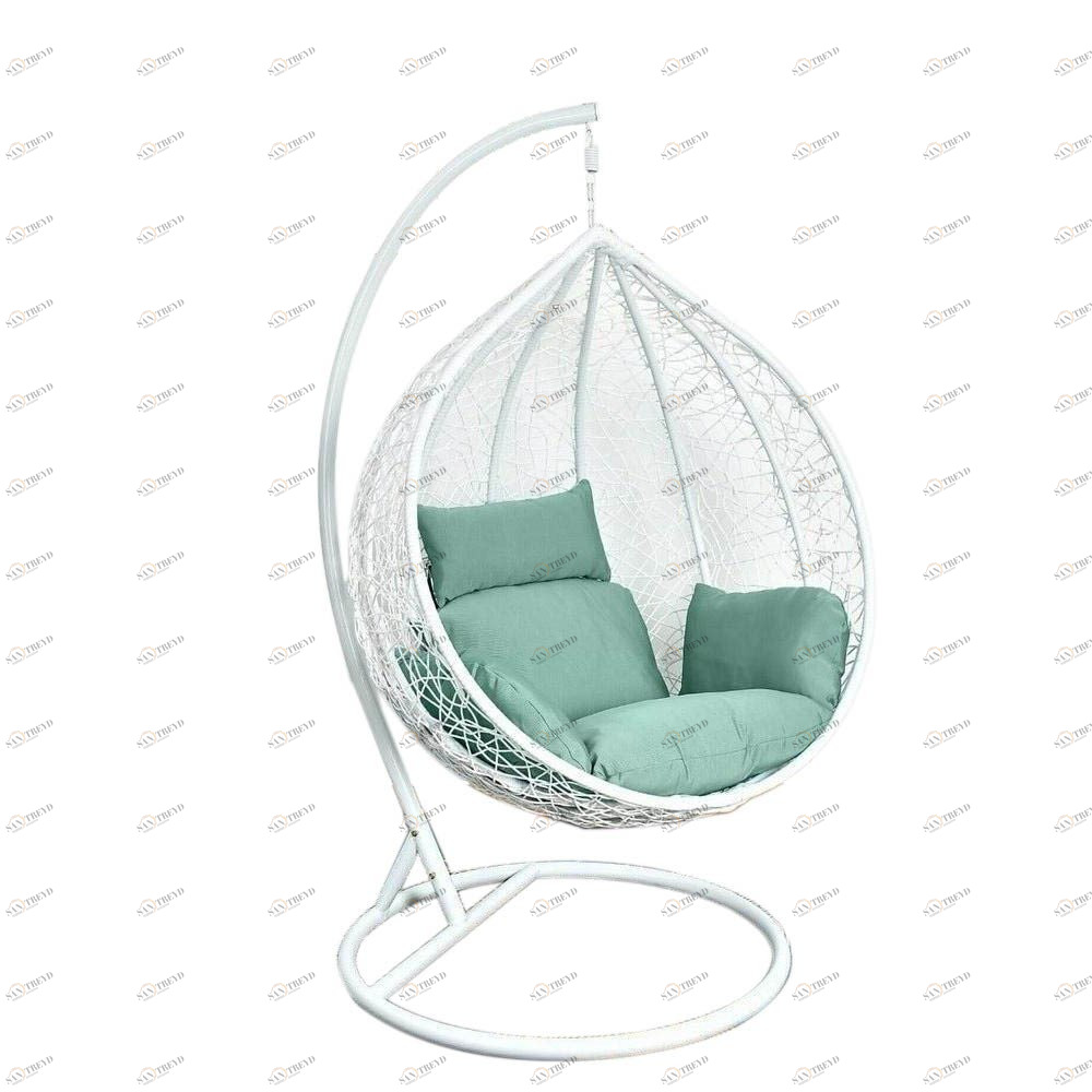 Подвесное кресло из искусственного ротанга 71 см белое Afina White&Green AFINA  00-3881231 Белый;зеленый 