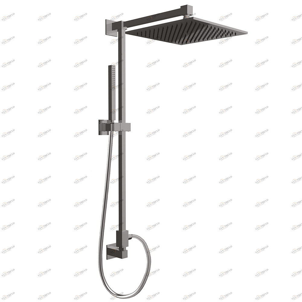 Graffio Душевая колонна из латуни, подключение к стене, стальная квадратная душевая лейка GIPZY 300 × 300 мм, одноструйный латунный душ DADO, гибкий шланг ULTRAFLEX 150 см. <br /> Также доступен с внешним подключением (CD101-01). </p> CD101 