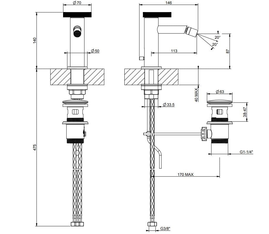 Смеситель для биде из латуни с поворотным горлышком Gessi кольцо ARCH-00092863 - Вид №2