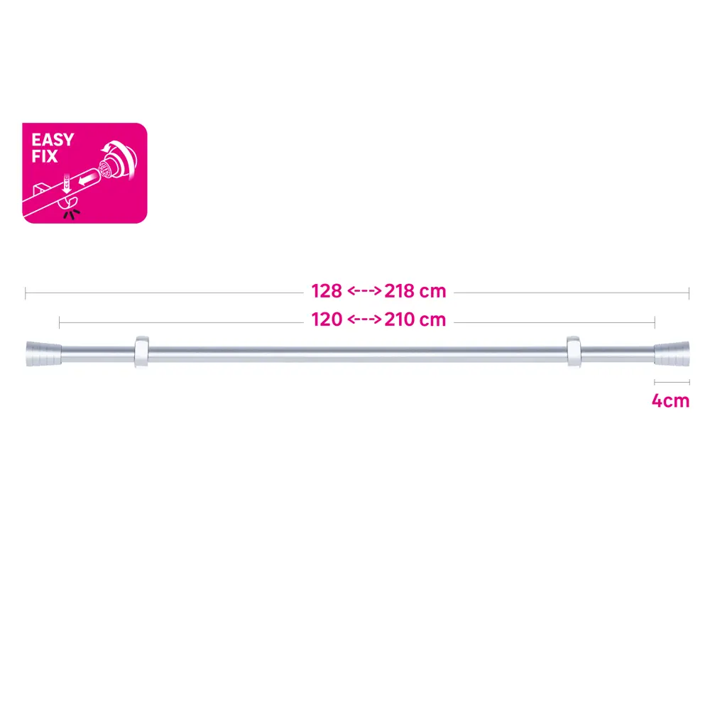 INSPIRE Карниз однорядный Pommel 120-210 см серебристый металл 84407350 STLM-0049499 - Вид №6