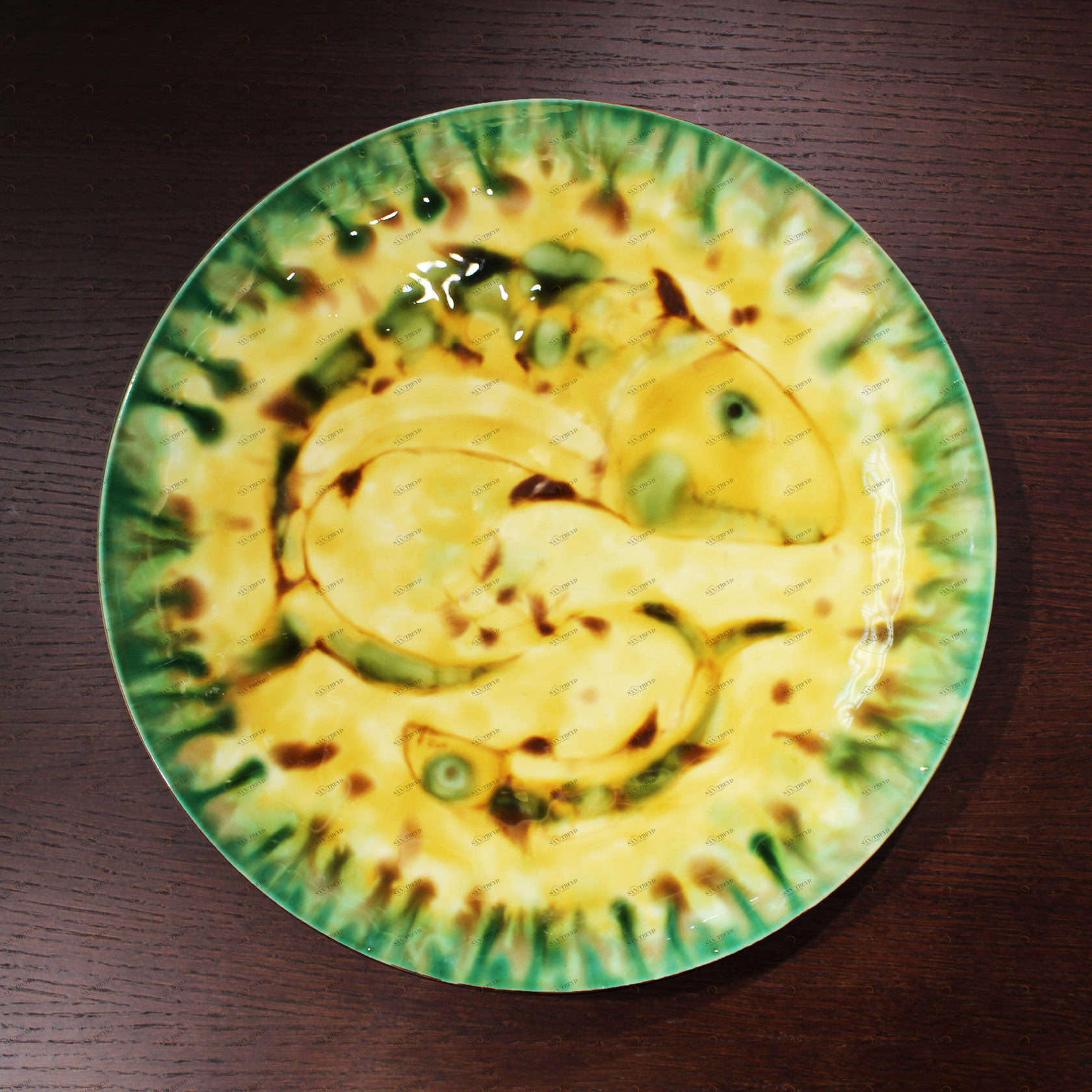 Декоративное блюдо "Рыбы " (на янтарном фоне) PROVANSFAIENCE sun-id-994599