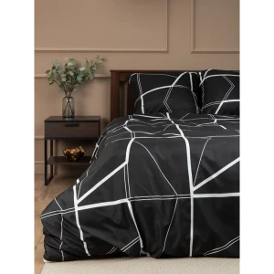 Комплект постельного белья Amore Mio Гео евро полисатин черный