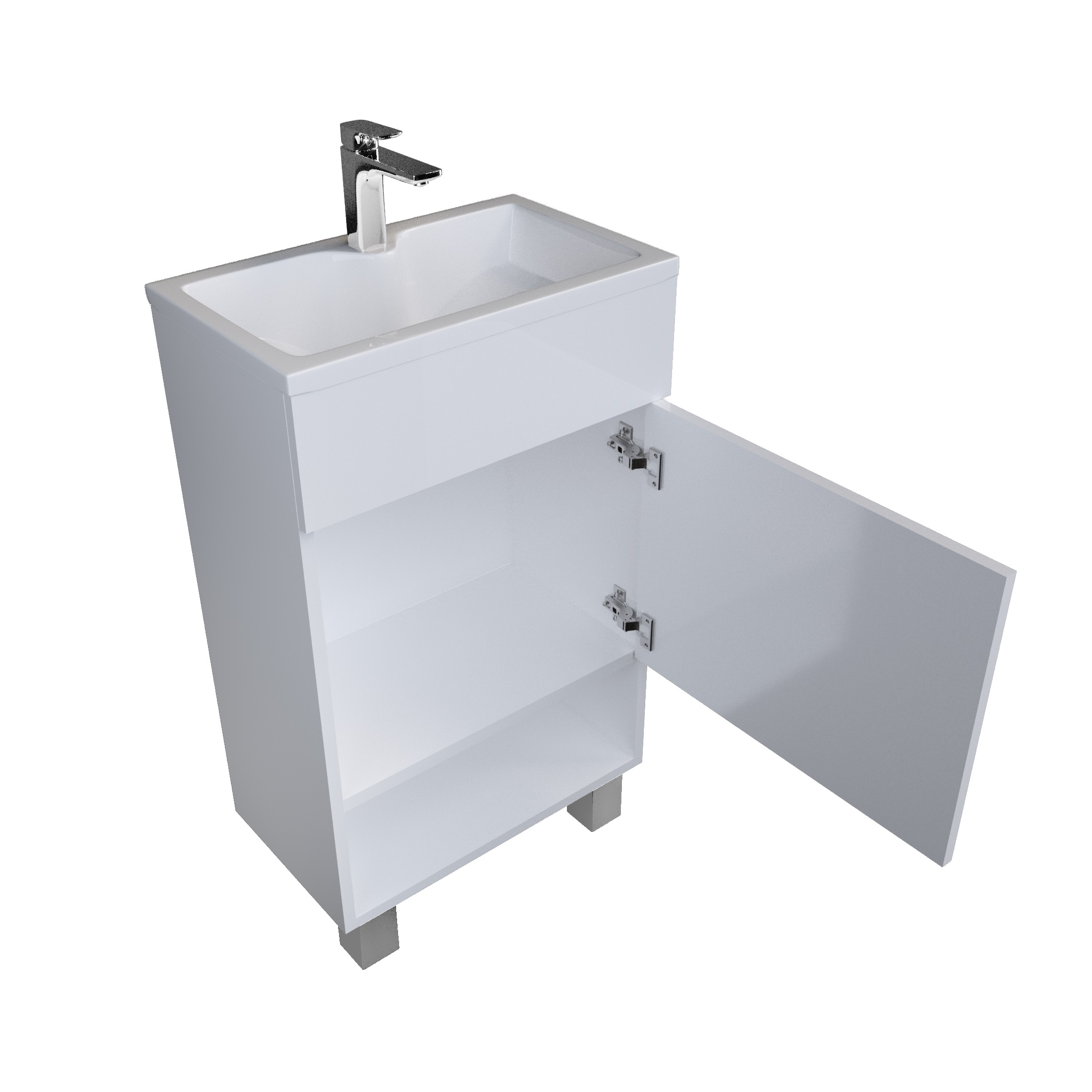 У85932 Тумба с раковиной July 50Н 1д. Белый глянец 1 Marka JULY - Вид №1