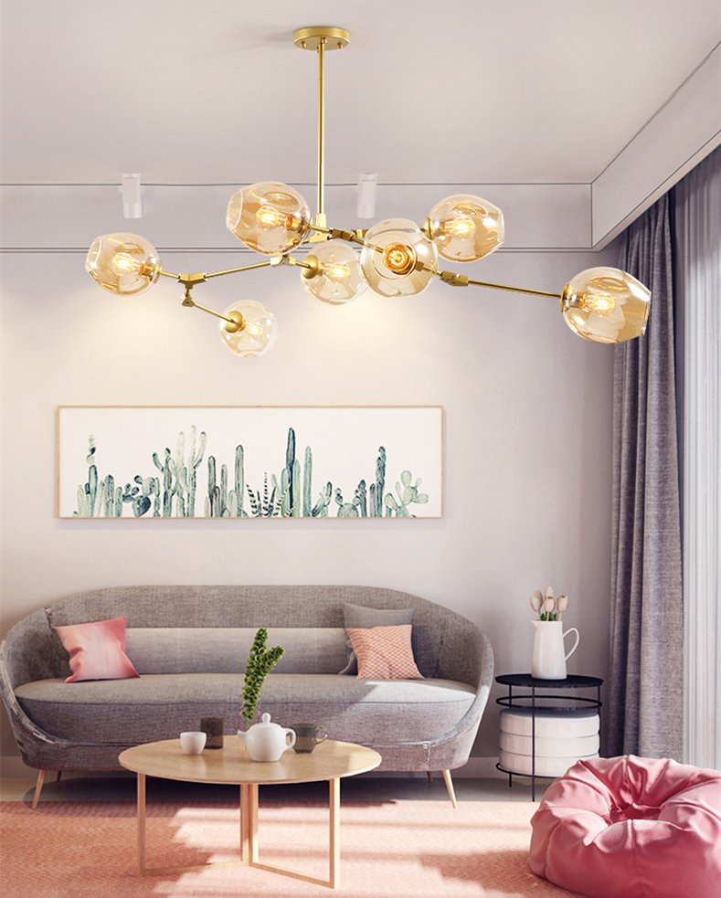 Светильник подвесной на 7 ламп 42х168 см янтарный Bubble 7058/7B/amber DELIGHT COLLECTION ДИЗАЙНЕРСКИЕ 00-3883071 Золото;прозрачный  - Вид №2