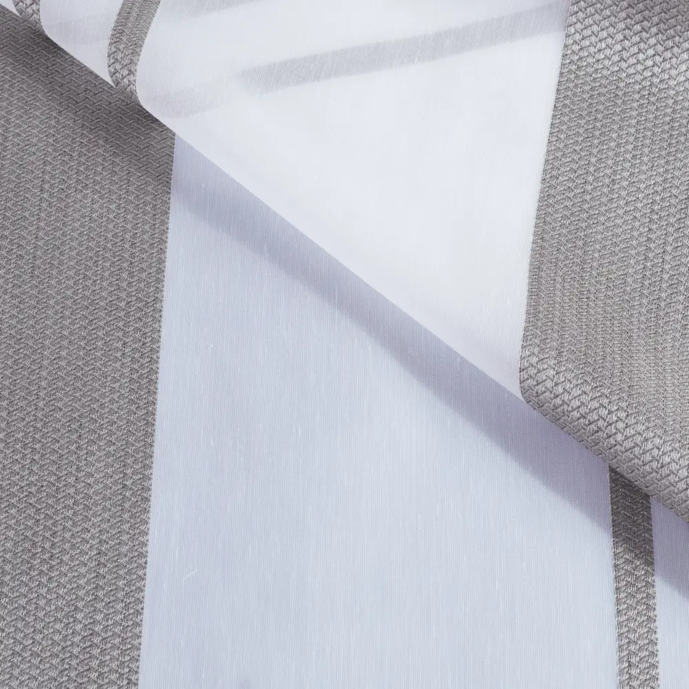 Тюль 1 м/п Полоса микровуаль 300 см цвет белый-коричневый GARDEN STLM-2004536