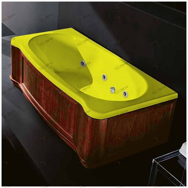 Ванна Gruppo treesse New Classic Young STD-V6747-SX-WO-Z жёлтая с гидромассажем прямоугольная левая деревянная панель орех STDV6747SXWOZ