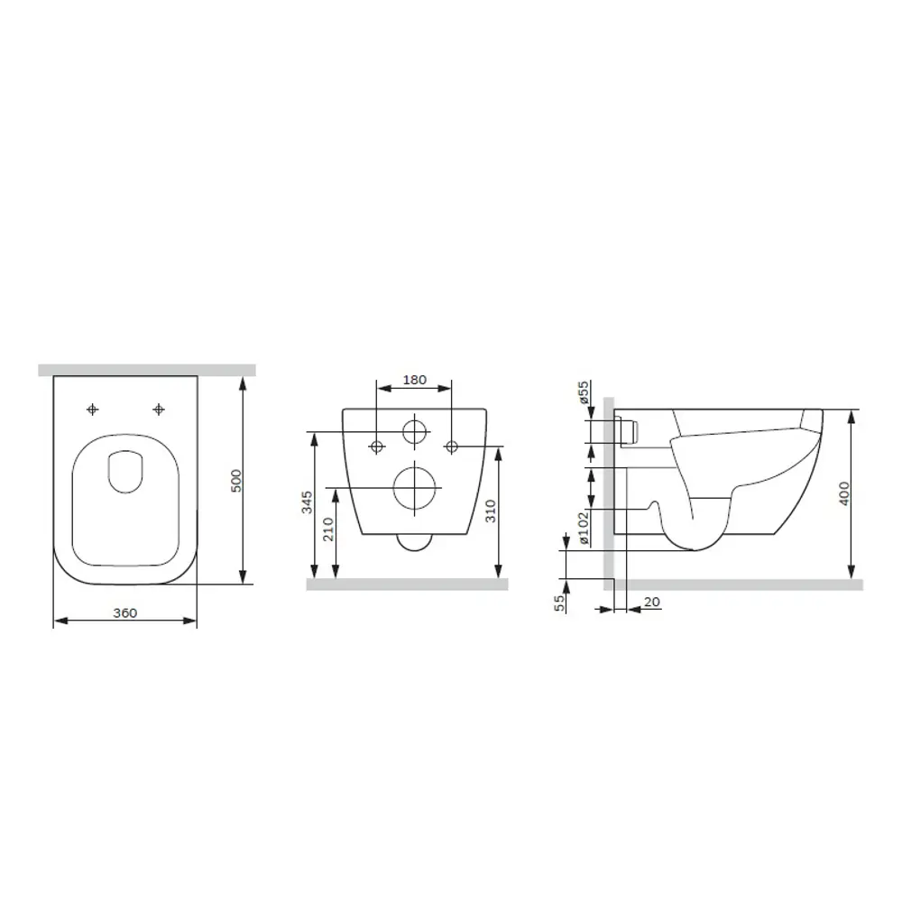 Комплект инсталляции Aquatek Pneumo N 49 с безободковым унитазом AM.PM Gem клавиша Aquatek Pnn-0000004 чёрная Pneumo N49 STLM-2024237 - Вид №12
