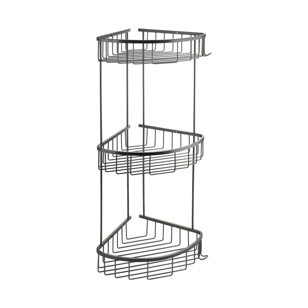 GFmark - Полочка ГРАФИТ, угловая, овальная, тройная 22 см, из нержавеющей стали, код: 78255 