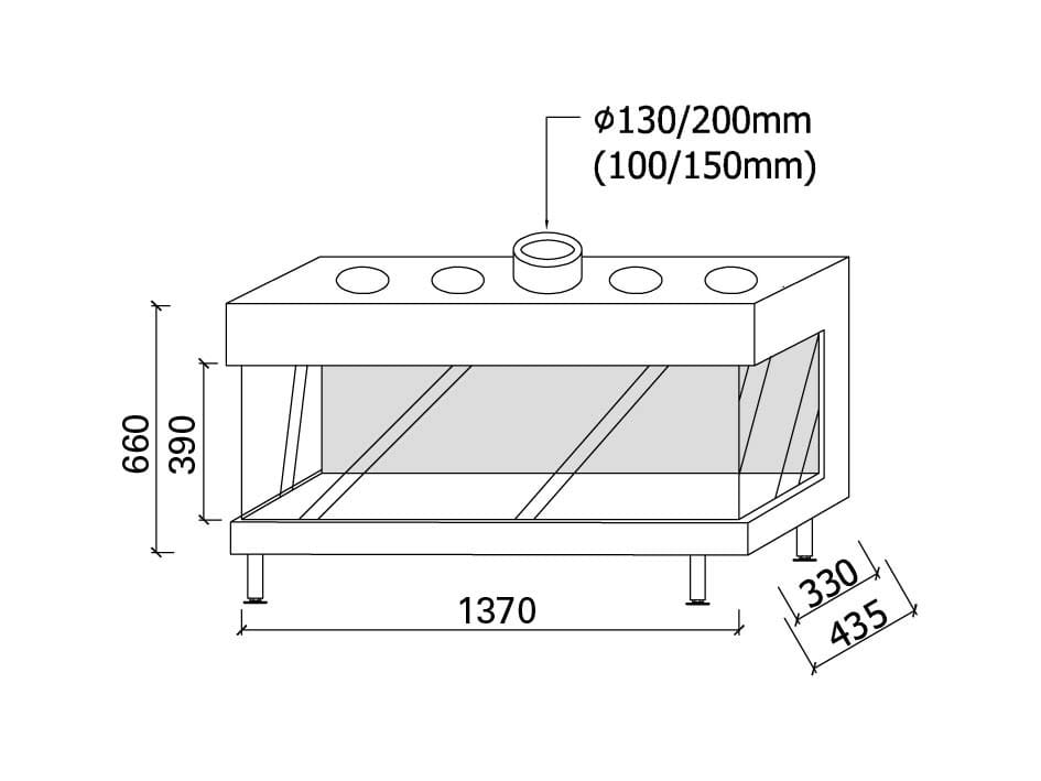 Газовый тройной фасадный камин Metalfire ARCH-00078680 - Вид №1