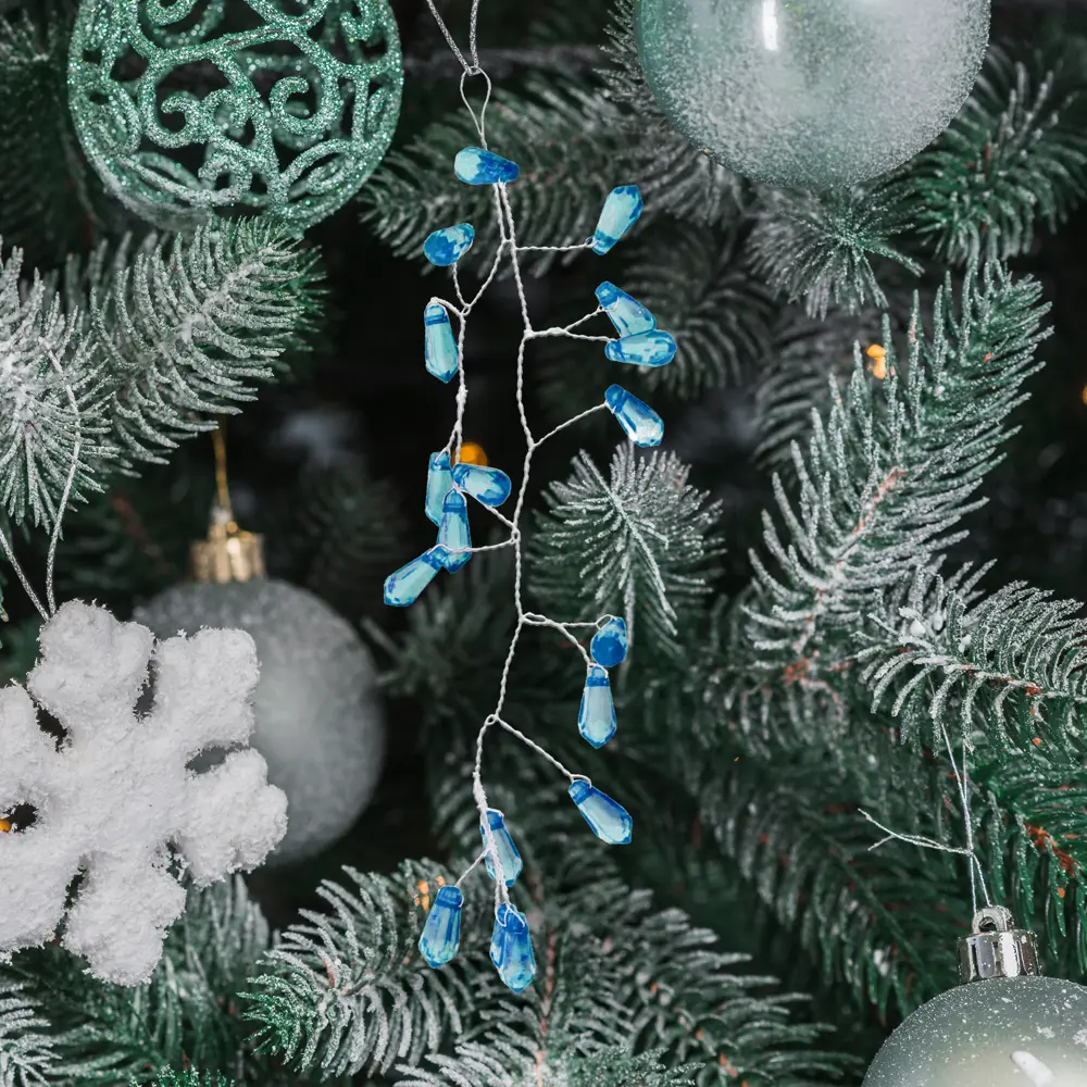 89381676 Украшение елочное «Ветка», 14x6 см, цвет голубой STLM-1399955 Santreyd  - Вид №1