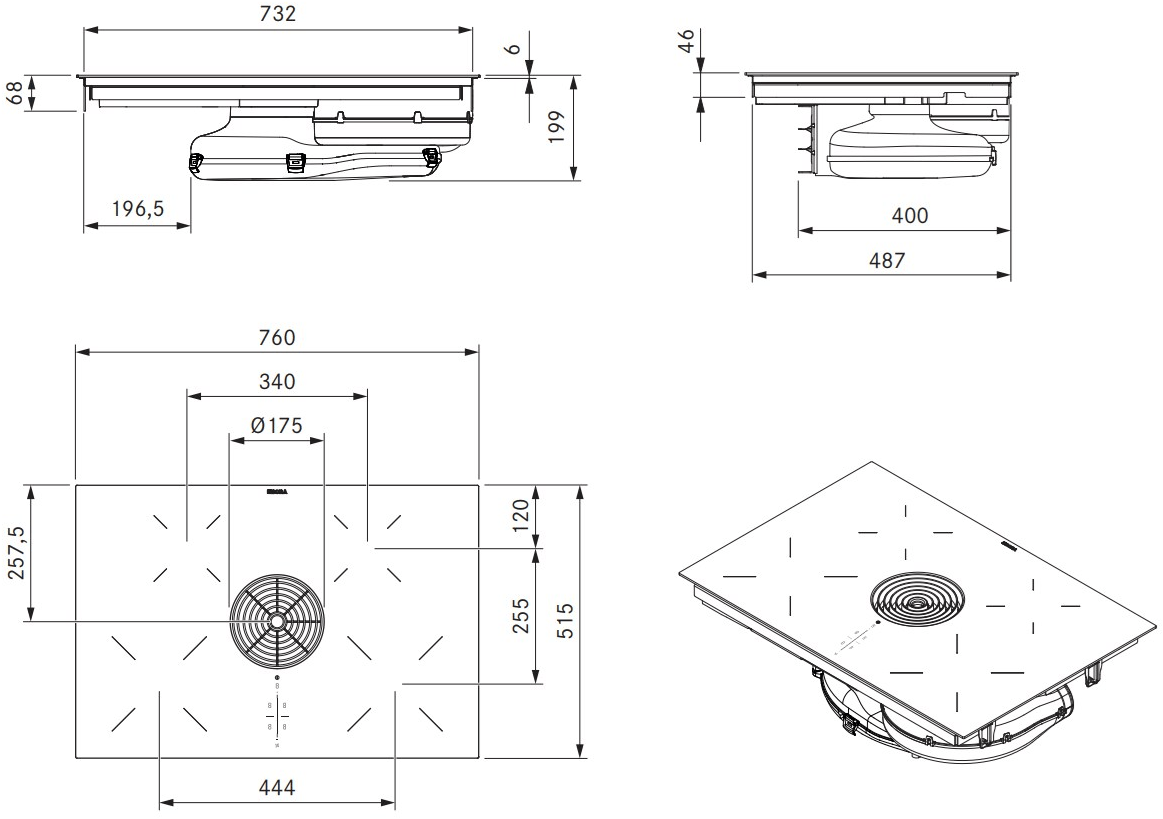 Bora Индукционная плита с вытяжкой - вытяжка Bora pure sun-id-1512383 - Вид №2