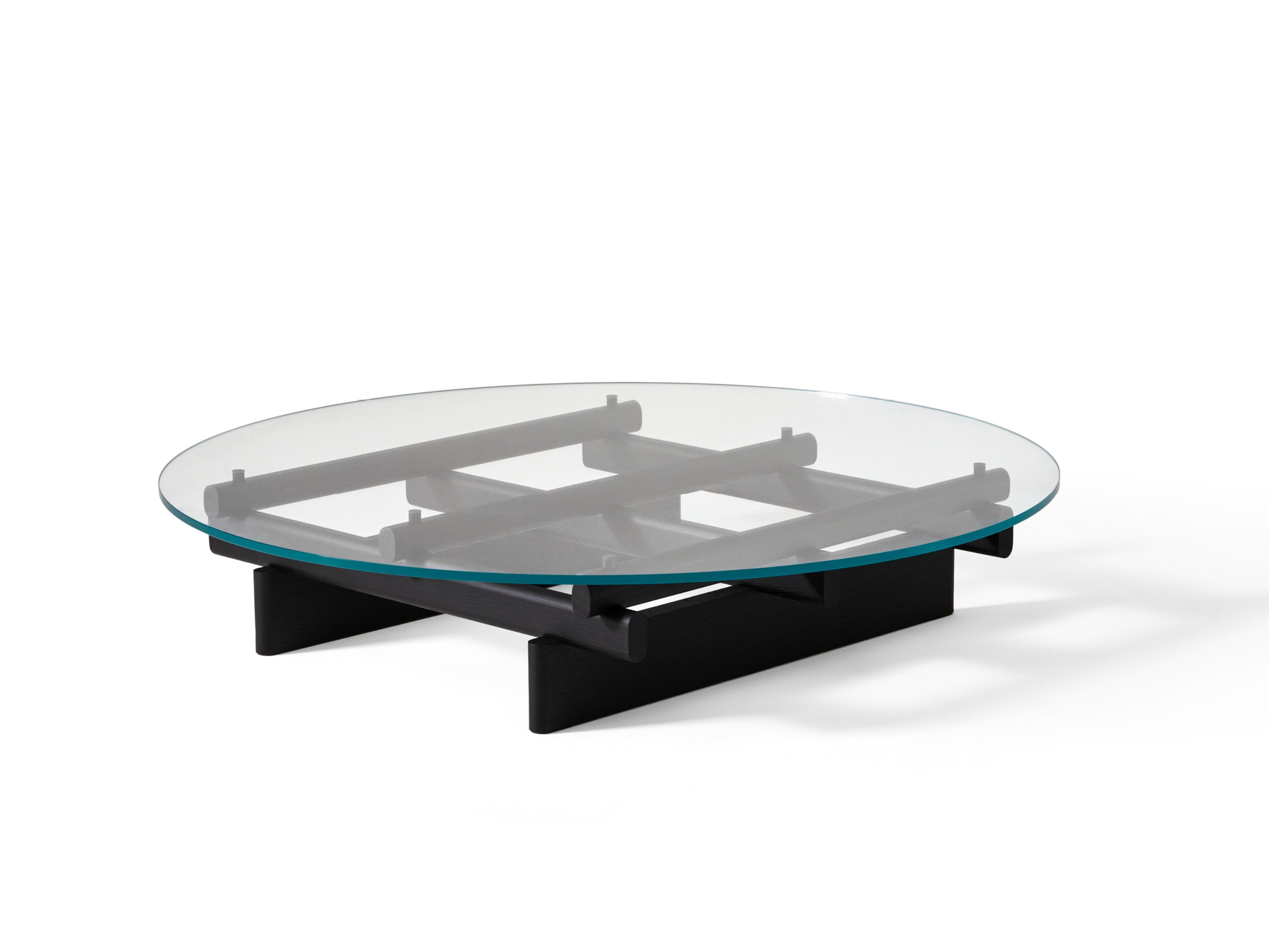 Низкий круглый деревянный и стеклянный журнальный столик CASSINA Sengu ARCH-00113199