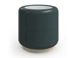 Высокий круглый журнальный столик с зеркальной стеклянной столешницей