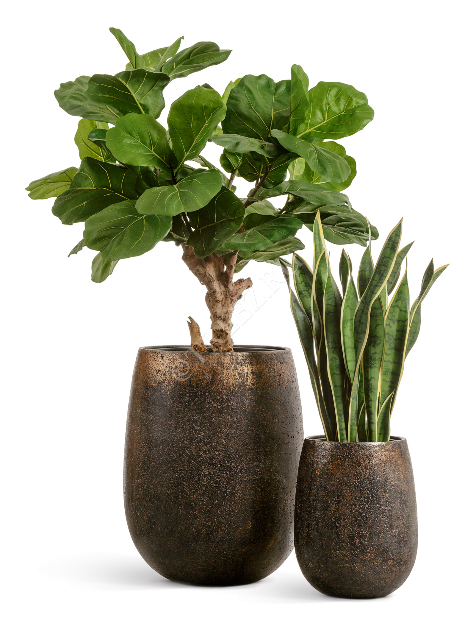 41.3321-04-073-RM-39 Кашпо  Effectory - серия Metal - Округлая чаша - Rough с золотой патиной Цветочная коллекция  - Вид №4