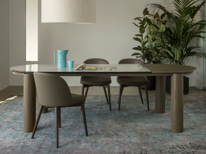 Овальный стол из фаянса и дуба