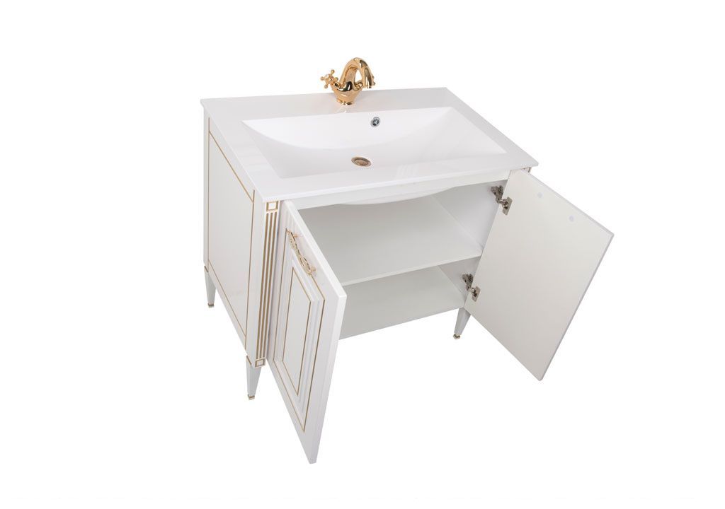 Тумба с раковиной Aquanet Паола 90 белый/золото (литьевой мрамор) 0018611600164748 - Вид №3