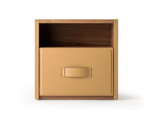 Прямоугольная кожаная прикроватная тумбочка с ящиками