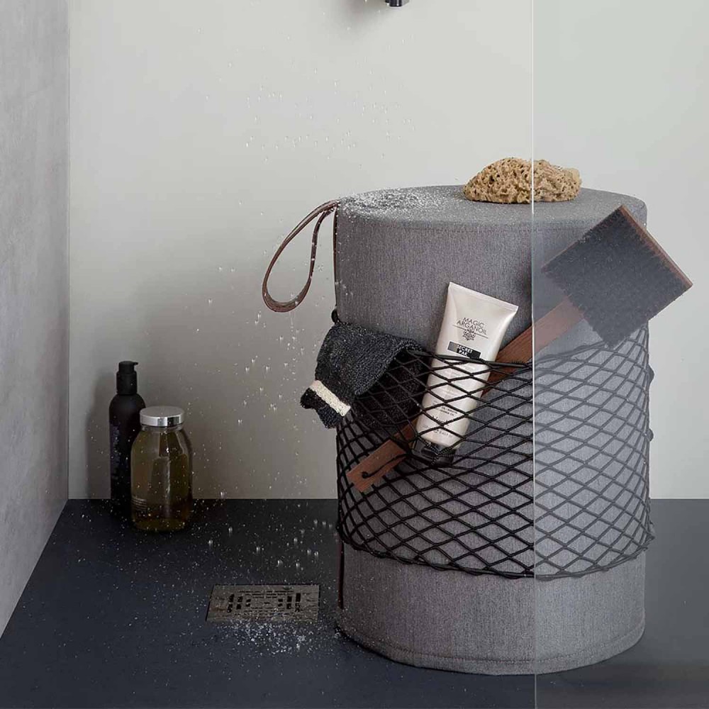 EVRLWGBMMREVER Life Design Дизайнерский табурет с ручкой - Roll Roll Базальтовый серый меланж - Коричневая ручка - Вид №2