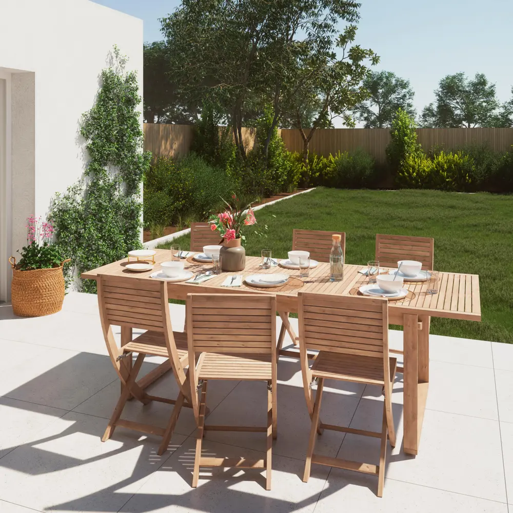 Стол садовый раздвижной Naterial Solaris 180-240x90x75 см акация светло-коричневый Товар без серии STLM-2062329 - Вид №19