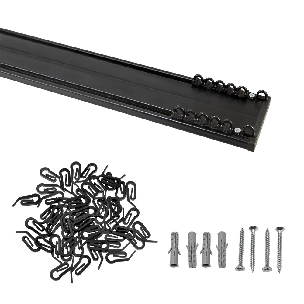 Шинный карниз двухрядный KREAFORTA Pro 240 см алюминий цвет черный комплект STLM-2199469 - Вид №2