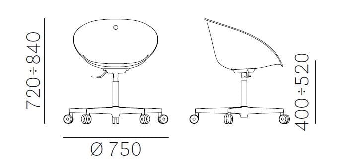 Поворотный рабочий стул из инженерного пластика с колесами Pedrali ARCH-00047142 - Вид №4