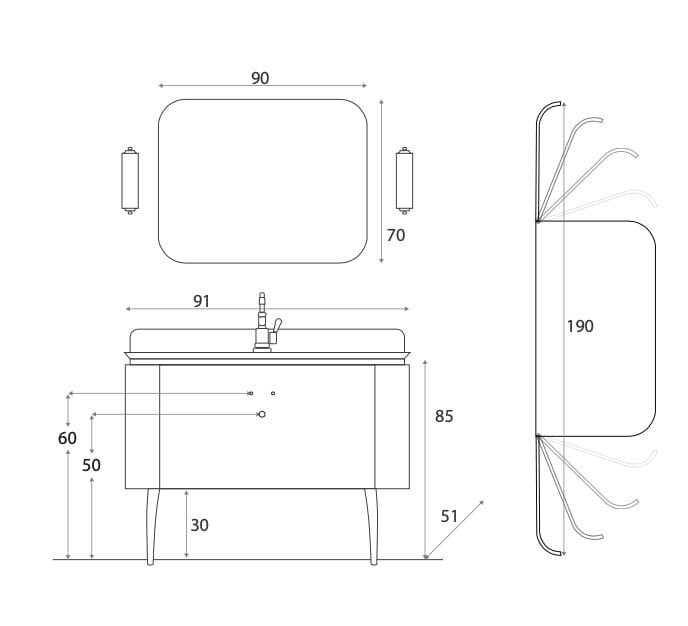 Напольная раковина с ящиком и дверцами Gaia Mobili Contemporary ARCH-00084154 - Вид №6