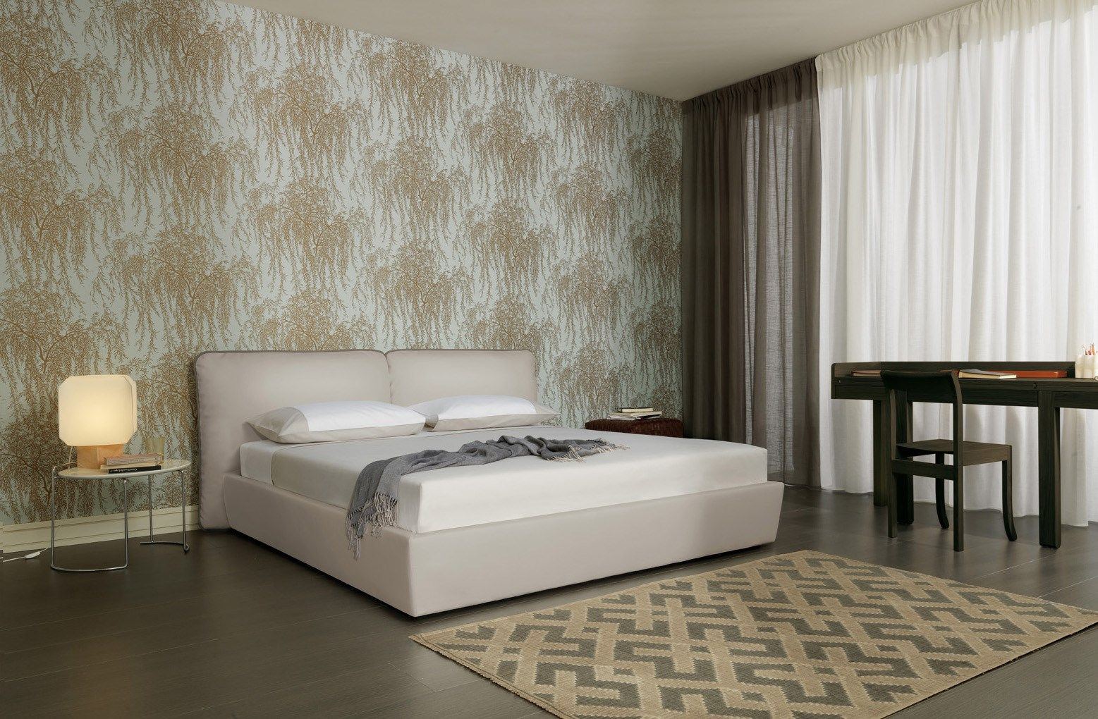 Двуспальная кровать-контейнер с мягким изголовьем ESTEL GROUP PLUME ARCH-00092038 - Вид №5