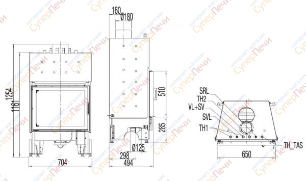 Каминная топка Austroflamm 65х51 K Aqua Heat 1595 - Вид №1