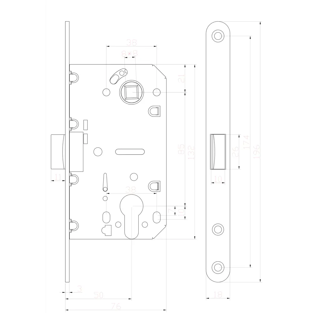 EDSON Защёлка дверная с замком EDS-50-85 для межкомнатных и входных дверей 81964451 STLM-0015698 - Вид №3