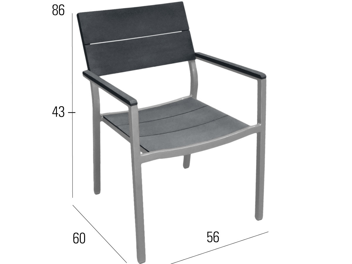 98.00.0881 Обеденный набор Small Brisbane Alu из 5 предметов. - включая 4 кресла Brisbane Alu / Resysta Stone Grey, 1 стол Kennedy Alu 90 × 90 Mbm  - Вид №1