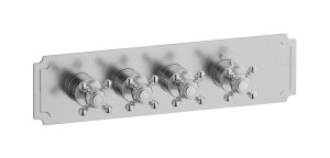 Комплект наружных частей термостата на 3 потребителей - горизонтальная с ручками Hermes WE ARE IB eua325ssnhr Brushed Nickel Aqua