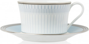 10657474 Noritake Чашка чайная с блюдцем Noritake"Богарт платиновый" 250мл Фарфор костяной