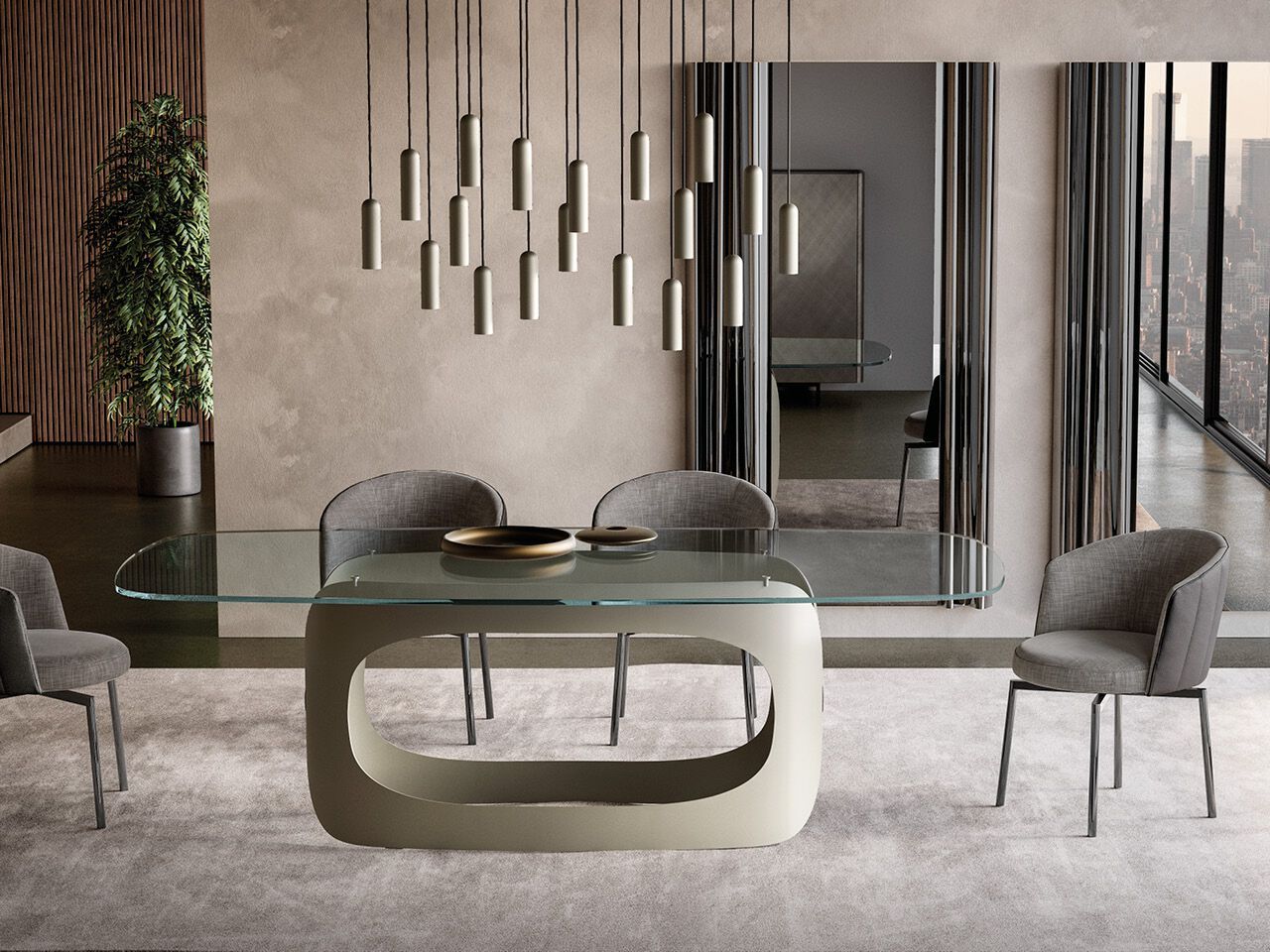 Стол с окрашенным металлическим основанием и хрустальной столешницей EFORMA Polifemo ARCH-00046893 - Вид №2