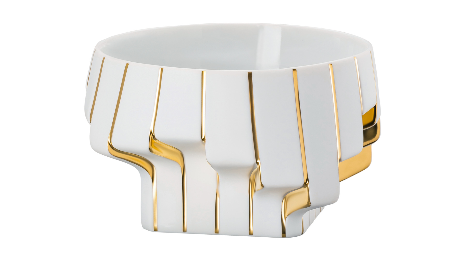 10640567 Rosenthal Чаша Rosenthal Полосы 16см, фарфор, белая, золотая (Заха Хадид) Фарфор  - Вид №3