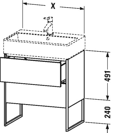 XS447204949 XSquare Тумбочка напольная Графит матовый, декор Duravit - Вид №3