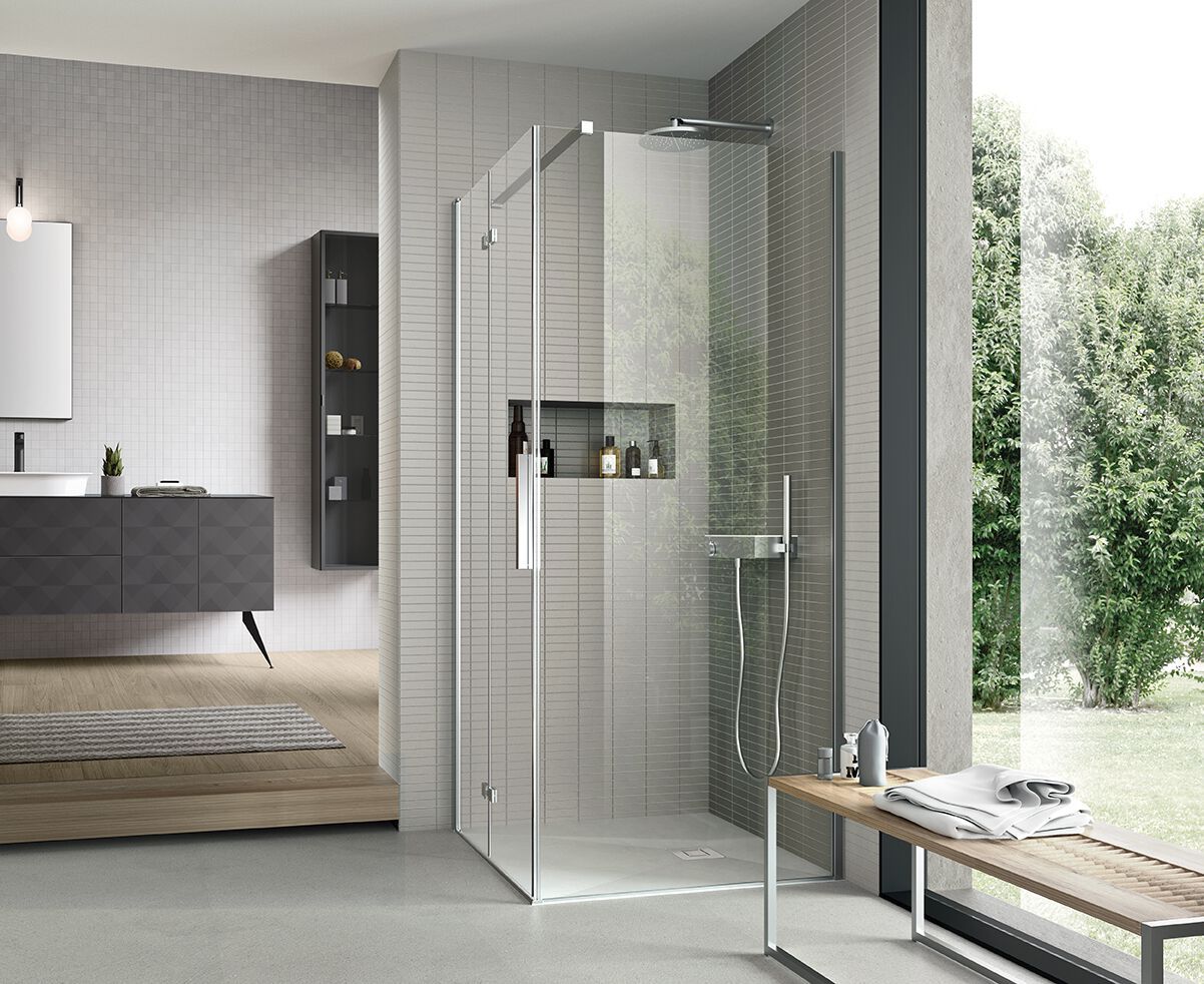 Стеклянная угловая душевая кабина с распашной дверью Gruppo Geromin Time Swing Plus ARCH-00041817 - Вид №6