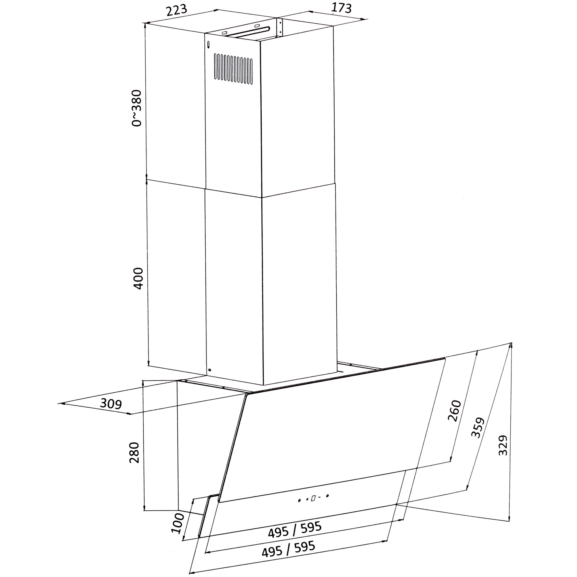 9159589 Вытяжка наклонная DEXP CH60-SVF белый/белый STDN-0111360 - Вид №12