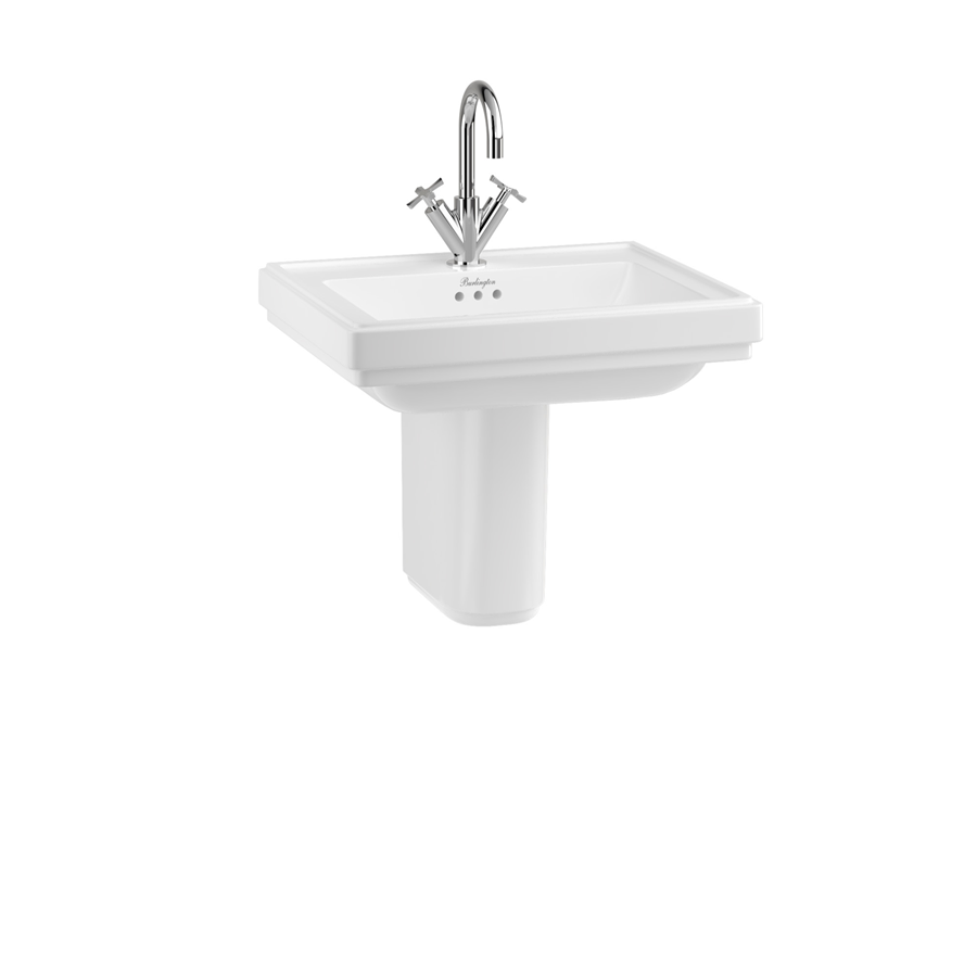 Burlington Riviera Квадратная чаша Riviera 580 мм с полупьедесталом Riviera с 2-мя отверстиями под смеситель RIV1 2TH - RIV7  - Вид №1