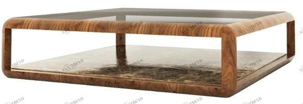 ANA ROQUE INTERIORS Низкий квадратный журнальный столик из дерева и стекла Urban sun-id-1479337