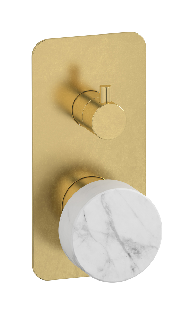 Внешние части встроенного в стену смесителя на 3 потребителя WE ARE IB mr312on_1 Natural Brass Marmo