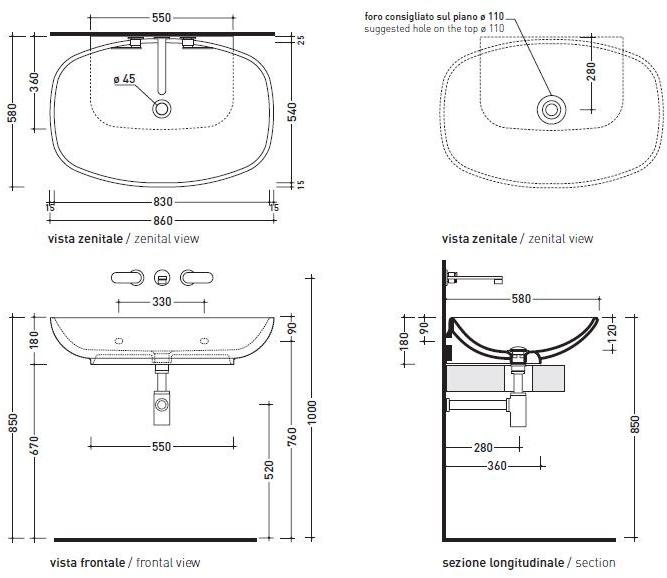 Nuda 5083 Подвесная раковина настенная овальная Ceramica Flaminia Nuda белая - Вид №4